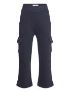 Mango Cotton Cargo Trousers Marinblå