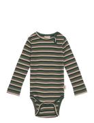 Petit Piao Body L/S Modal Multi Striped Grön