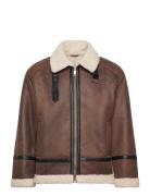 Faux Shearling Jacket Läderjacka Skinnjacka Brown Lindbergh