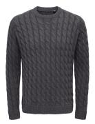 ONLY & SONS Onskicker Life Reg 3 Cable Crew Knit Grå