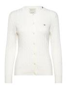 Stretch Cotton Cable Cardigan Tops Knitwear Cardigans White GANT