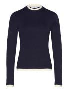 Mango Fine-Knit Sweater With Contrasting Trims Marinblå