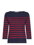 Mango Striped Boat-Neck T-Shirt Marinblå