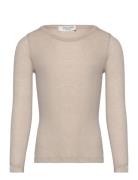 Wool O-Neck Tops T-shirts Long-sleeved T-shirts Beige Rosemunde Kids