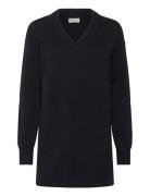 Textured Sweater V-Neck Dress Tops Knitwear Jumpers Black Calvin Klein...