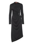 Long Sleeve Midi Dress With Fixed B Knälång Klänning Black STINE GOYA