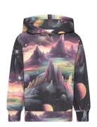 Lindex Sweatshirt Hood Space Landscap Multi/patterned