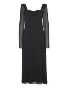 ROTATE Birger Christensen Frilled Ls Midi Dress Svart