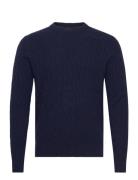 Lw Cable Crew Tops Knitwear Round Necks Navy Hackett London