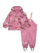 CeLaVi Rainwear Set - Aop, W. Fleece Rosa