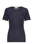 Rosemunde Rwsamber Ss T-Shirt W. Lace Marinblå