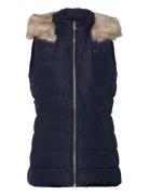 Tommy Hilfiger Heritage Down Tyra Vest With Fur Marinblå