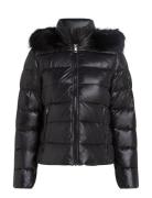 Gloss Down Tyra Jkt With Fur Fodrad Jacka Black Tommy Hilfiger