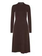 Wool-Blend Long-Sleeve Sweater Dress Knälång Klänning Brown Lauren Ral...