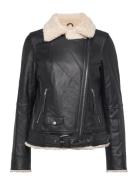 Jofama Bea Shearling Leather Biker Svart