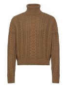 Lauren Ralph Lauren Cable-Knit Cotton-Blend Turtleneck Khaki Green