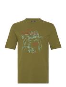 Scotch & Soda Linen Blend Front Artwork T-Shirt Grön