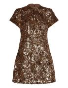 Sequin Mesh Dress Kort Klänning Gold French Connection