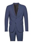 Lindbergh Plain Mens Suit - Normal Length Blå