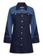 Veden Bicolor Indigo Denim Mini Dress Kort Klänning Blue ALOHAS