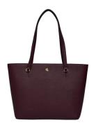 Lauren Ralph Lauren Crosshatch Leather-Karly Shpper-Tte Burgundy