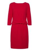 Scuba Crepe Dress Front Twist Knälång Klänning Red Calvin Klein