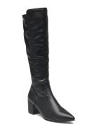 Biadevived Stretch Knee High Boot Smooth Faux Leather Höga Stövlar Bla...