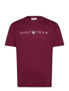 GANT Printed Graphic Ss T-Shirt Burgundy