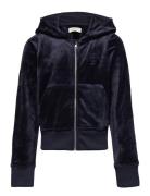 GANT Velour Zip Hoodie Marinblå