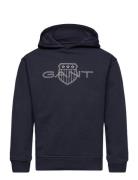 GANT Relaxed Contrast Shield Hoodie Marinblå