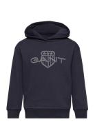 GANT Relaxed Contrast Shield Hoodie Marinblå