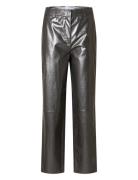 Selected Femme Slfcora Mw Leather Pant Silver