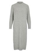 Vikiku L/S High Neck Midi Knit Dress/Pb Maxiklänning Festklänning Grey...