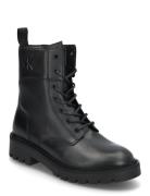 Calvin Klein Combat Boot Mid Zip Lth In Calf Svart