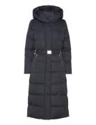 Lauren Ralph Lauren Belted Hooded Down Coat Marinblå