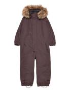 Color Kids Coverall W. Fake Fur Brun