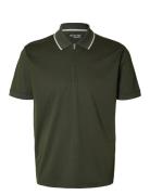 Selected Homme Slhreg-Dan Ss Zip Polo Grön