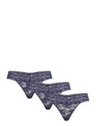 Lindex Brief Thong Low Lacey 3 Pack Marinblå