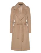 Lauren Ralph Lauren Belted Wool-Blend Wrap Coat Beige