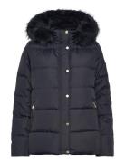 Lauren Ralph Lauren Faux-Fur-Trim Hooded Down Coat Marinblå