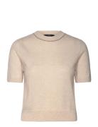 Mango Short-Sleeved Wool Sweater Beige