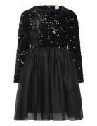 Lindex Dress L S Sequins Velvet Top A Svart