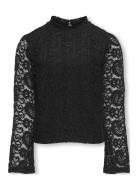 Kids Only Kogmilly L/S Flared Sleeve Lace Top Jrs Svart