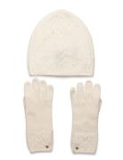 Lauren Ralph Lauren Cable-Knit Beanie & Glove Set Kräm