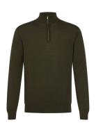 Les Deux Greyson Half-Zip Merino Knit Khaki Green