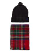 Lauren Ralph Lauren Logo Jacquard Scarf & Beanie Set Röd