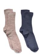 Lindex Sock 2P Wool Ribb Blå