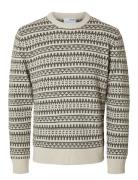 Selected Homme Slhfarfly Ls Knit Crew Neck Kräm