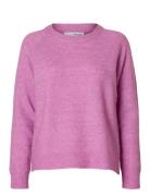 Selected Femme Slflulu Ls Knit O-Neck Noos Rosa