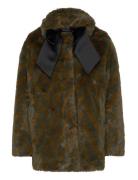 Scotch & Soda A-Line Faux Fur Coat Khaki Green